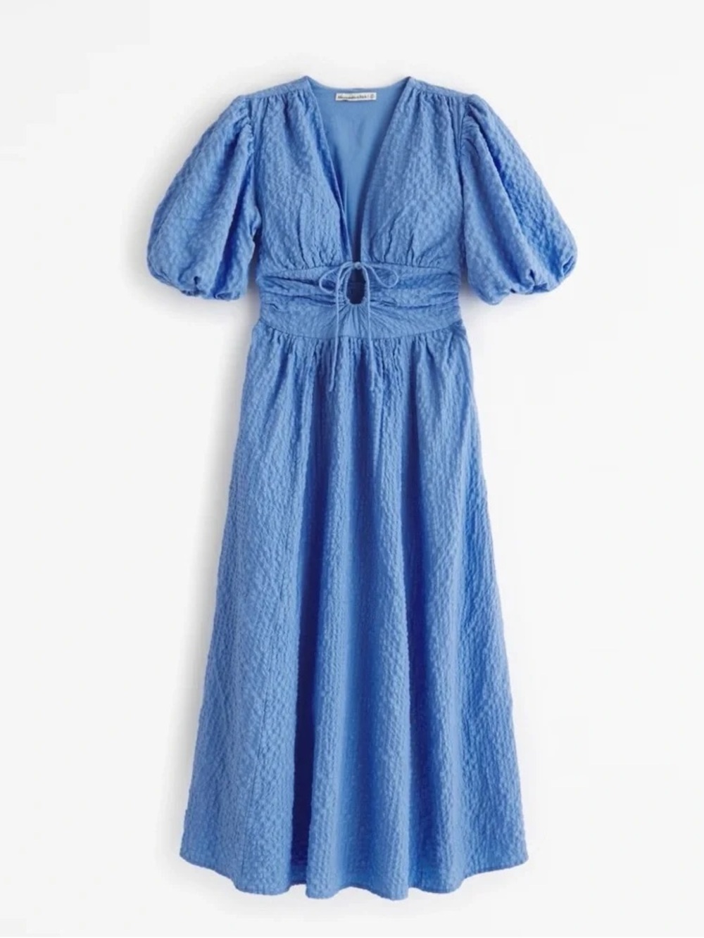 NWT Abercrombie & Fitch Tie Front Textured Maxi Dress in French blue size Small